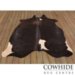 Black Cowhide Rug with White Details