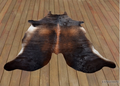 Brown with a Copper Line in the Middle Cowhide Rug