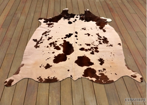 Freckled Brown and White Cowhide Rug