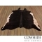 Black and White Cowhide Rug with Brand of Fire